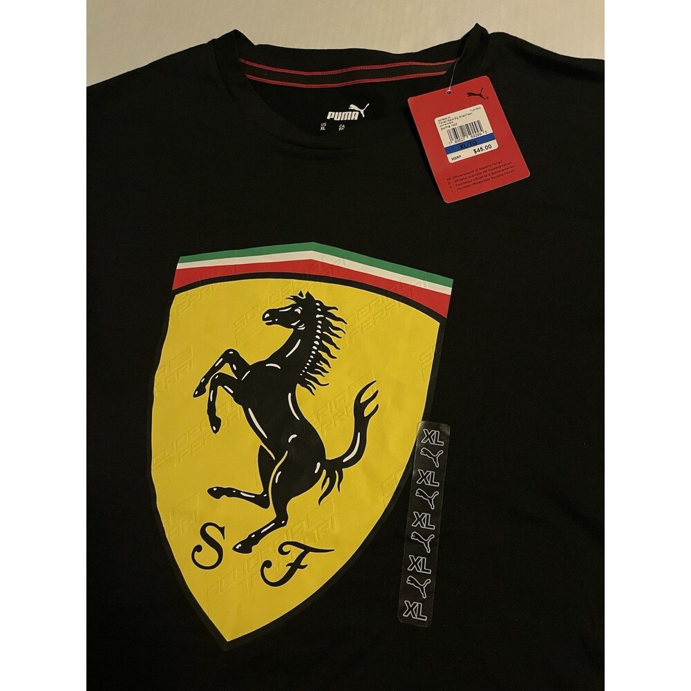 NWT Puma Ferrari Shield Logo Scuderia Racing Formula One F1 T-Shirt XL Black $45